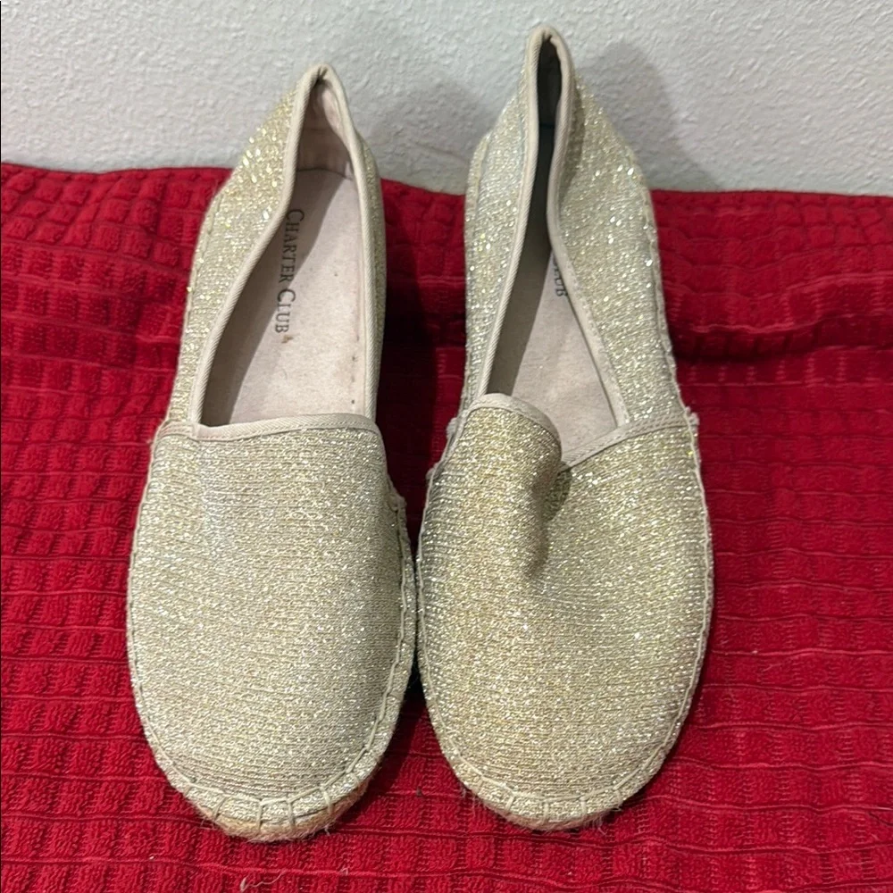 Charter club Joeey espadrille in shimmer gold size 7.5 Used